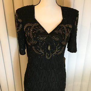 Black sequined silk dress